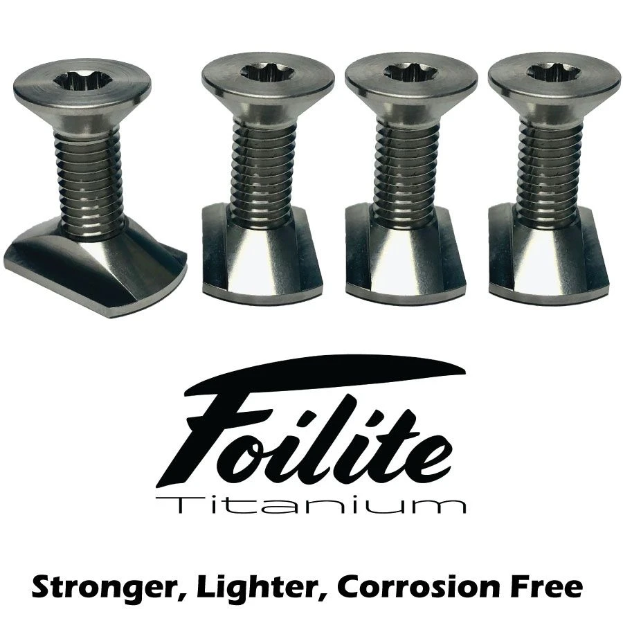 Foilite - M8 Titanium Hydrofoil Hardware Set - 4 Track Nuts And 4 M8 Screws Discounts Apply ! 1 Foilite - M8 Titanium Hydrofoil Hardware Set - 4 Track Nuts And 4 M8 Screws Discounts Apply !